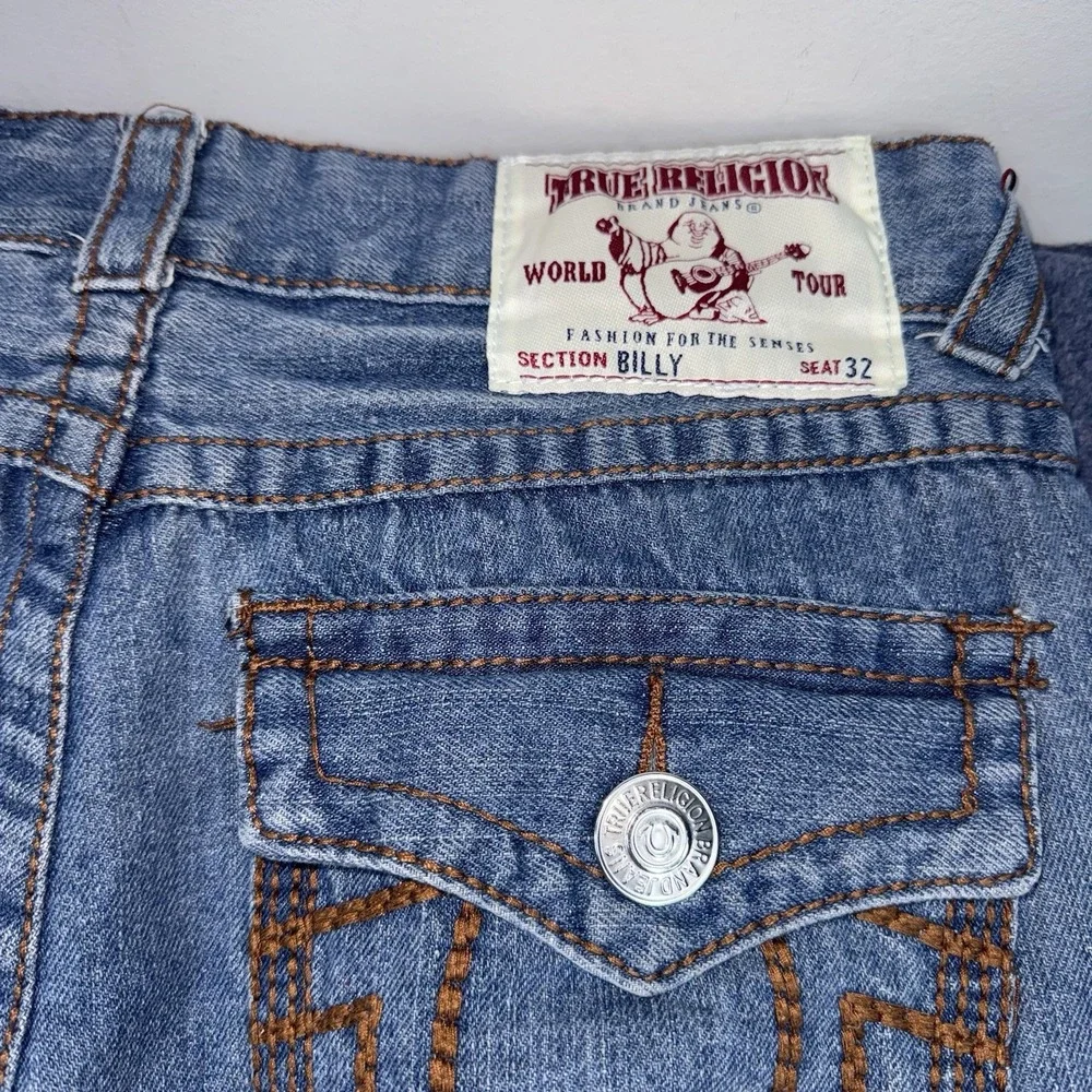 Vintage True Religion Billy Mens 32x30 Blue Denim Boot Cut Jeans Y2K Made in USA